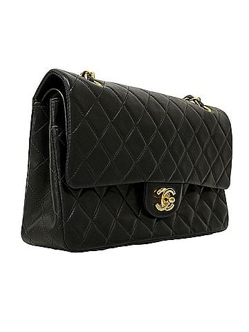 Chanel Chanel Matelassé Shoulder Bag, Double Flap, Chain, Lambskin, Black, Women's (view 2)
