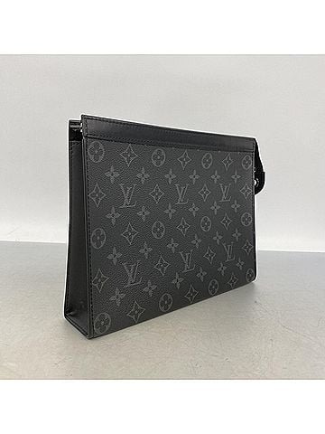 Louis Vuitton Louis Vuitton Monogram Eclipse Pochette Voyage MM Clutch Bag M61692 Black Men's (view 2)