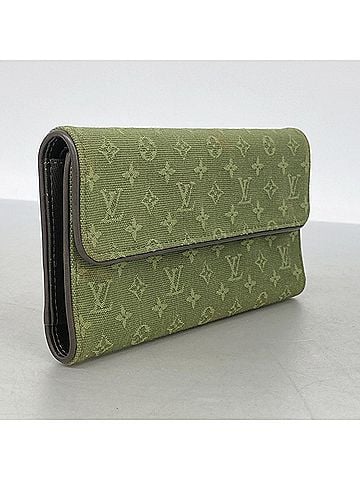 Louis Vuitton Louis Vuitton Tri-fold Long Wallet Monogram Mini Portefeuille Tresor International M92443 TST Khaki Women's (view 2)