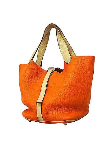Hermès Hermes Picotin MM Casaque handbag, Taurillon Clemence leather, orange, Parchment, ?M stamp, ladies'. (view 1)