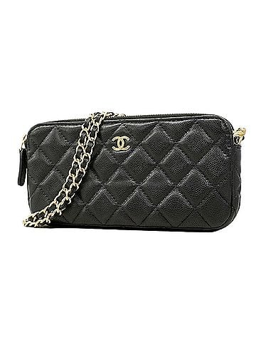 Chanel Chanel Matelassé Chain Shoulder Bag, Caviar Leather, Black/Champagne, Women's (view 1)