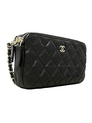 Chanel Chanel Matelassé Chain Shoulder Bag, Caviar Leather, Black/Champagne, Women's (view 2)
