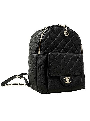 Chanel Chanel Matelassé Backpack/Daypack, Caviar Leather, Black/Champagne, Women's (view 2)