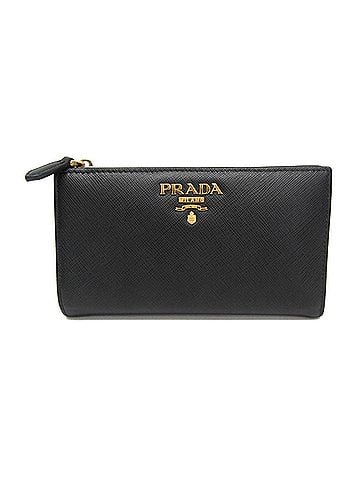 Prada Prada Saffiano Triangle 1ML009 Women's Leather Middle Wallet (bi-fold) Black (view 1)