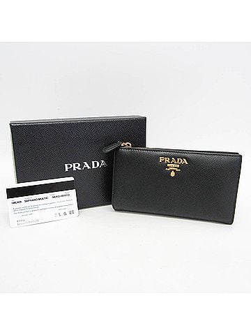 Prada Prada Saffiano Triangle 1ML009 Women's Leather Middle Wallet (bi-fold) Black (view 2)