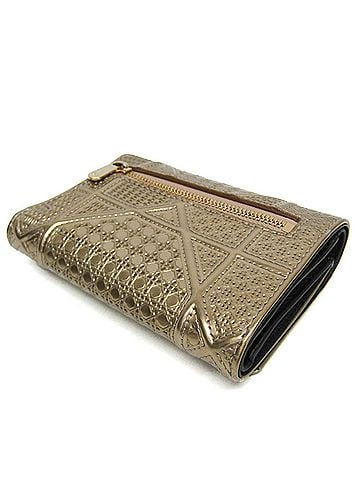 Christian Dior Christian Dior Diorama Women's Patent Leather Wallet (tri-fold) Champagne Gold (view 2)