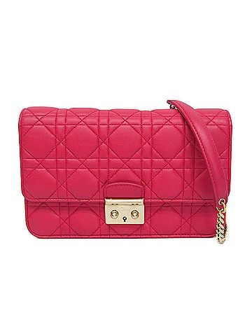 Christian Dior Christian Dior Cannage/Lady Dior Women's  Lambskin Chain/Shoulder Wallet Pink (view 1)