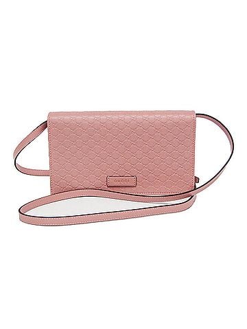 Gucci Gucci MicroGuccissima 466507 Women's Leather Chain/Shoulder Wallet Pink (view 1)