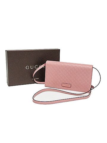 Gucci Gucci MicroGuccissima 466507 Women's Leather Chain/Shoulder Wallet Pink (view 2)
