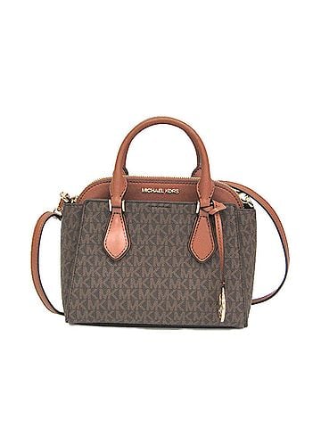 Michael Kors Michael Kors Dahlia Small Satchel 35S1GDIC1B Women's Leather,Coated Canvas Shoulder Bag Brown,Dark Brown (view 1)