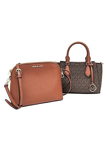 Michael Kors Michael Kors Dahlia Small Satchel 35S1GDIC1B Women's Leather,Coated Canvas Shoulder Bag Brown,Dark Brown (view 2)
