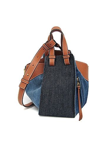 Loewe Loewe Hammock Small Women's Leather,Denim Handbag,Shoulder Bag Blue,Brown (view 1)