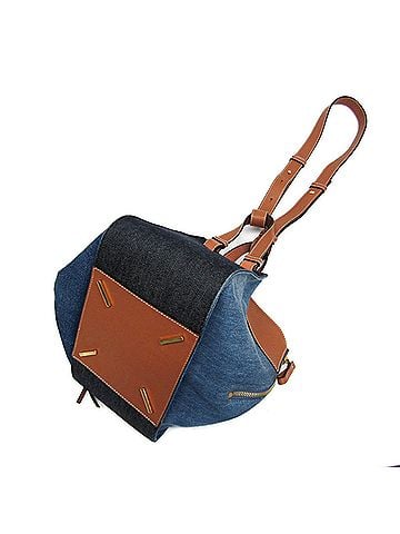 Loewe Loewe Hammock Small Women's Leather,Denim Handbag,Shoulder Bag Blue,Brown (view 2)