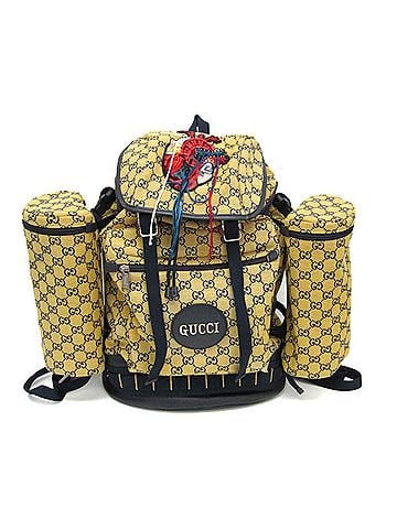 Gucci Gucci GG Canvas Heart Patch 562911 Men's GG Canvas,Leather Backpack Dark Navy,Yellow (view 1)