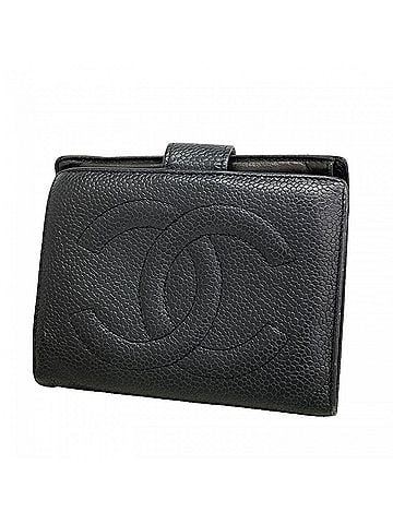 Chanel Chanel wallet, caviar leather, black, women's. (view 1)