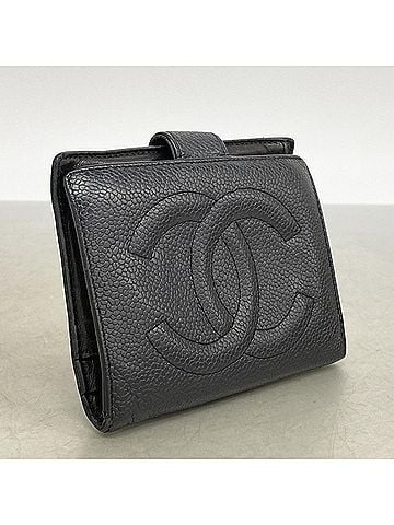 Chanel Chanel wallet, caviar leather, black, women's. (view 2)