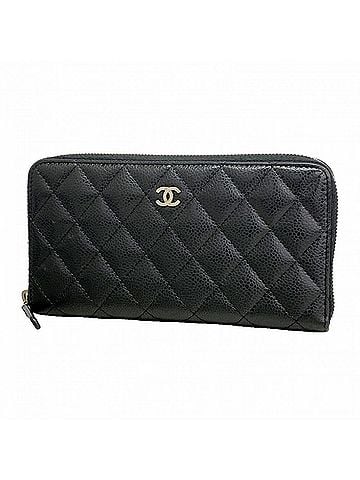 Chanel Chanel long wallet, Matelassé caviar leather, black, women's. (view 1)