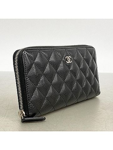 Chanel Chanel long wallet, Matelassé caviar leather, black, women's. (view 2)