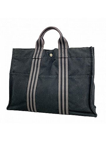 Hermès Hermes Fourre-Tout MM Canvas Tote Bag, Black, Men's & Women's (view 1)