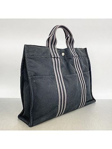 Hermès Hermes Fourre-Tout MM Canvas Tote Bag, Black, Men's & Women's (view 2)