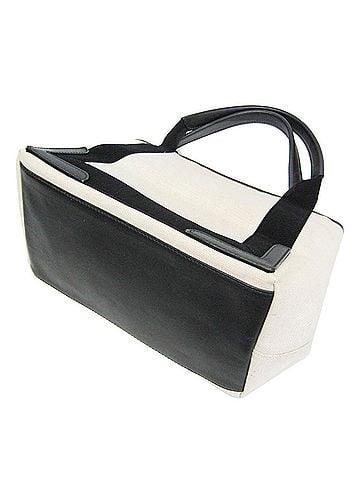 Balenciaga Balenciaga Navy Cabas S 339933 Women's Canvas,Leather Handbag Black,Off-white (view 2)