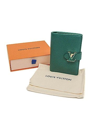 Louis Vuitton Louis Vuitton Taurillon Vertical Wallet Compact M82438 Women's  Taurillon Leather Wallet (bi-fold) Green (view 2)
