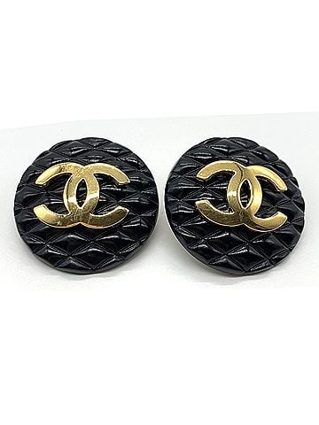 Chanel Chanel Matelassé Earrings, Black x Gold Color (view 1)