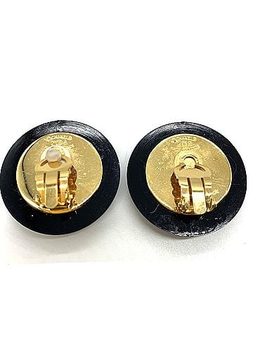 Chanel Chanel Matelassé Earrings, Black x Gold Color (view 2)