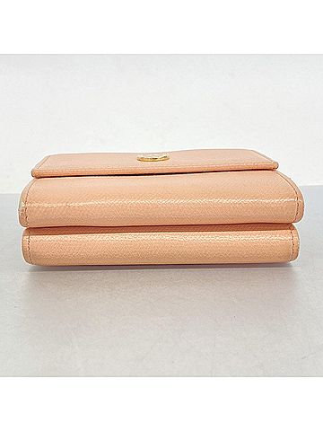 Chanel Chanel Tri-fold Long Wallet, Coco Button, Leather, Pink, Women's (view 2)
