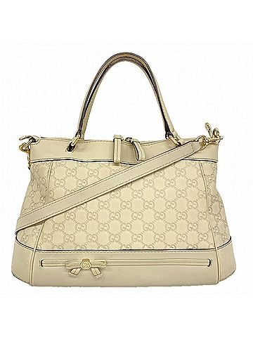 Gucci Gucci handbag, Guccissima pattern, 269894, leather, ivory/champagne color, women's. (view 1)