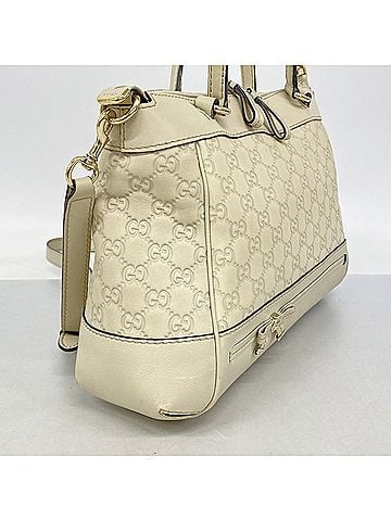 Gucci Gucci handbag, Guccissima pattern, 269894, leather, ivory/champagne color, women's. (view 2)