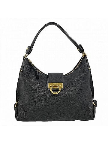 Salvatore Ferragamo Salvatore Ferragamo Gancini Leather Shoulder Bag, Black, Women's (view 1)