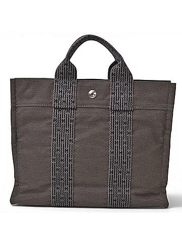 Hermès Hermes tote bag, Herline PM canvas, gray. (view 2)