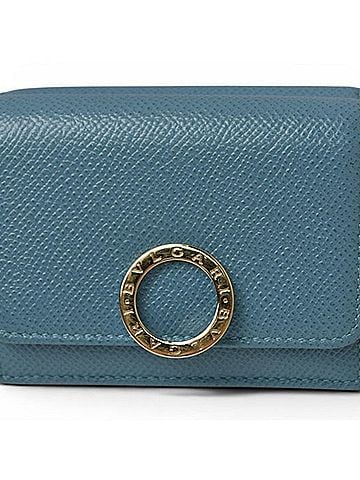 Bvlgari Bvlgari Bulgari wallet, trifold compact turquoise blue leather. (view 1)