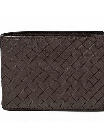 Bottega Veneta Bottega Veneta Bi-fold Wallet, Intrecciato, Dark Brown (view 1)