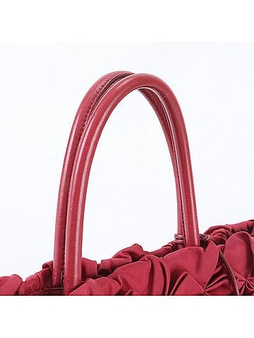 Prada Prada Tessuto Nylon Triangle Logo Frill Leather Tote Handbag Shoulder for Women (view 2)