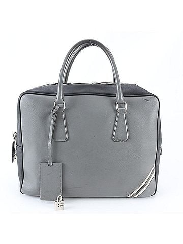 Prada Prada Saffiano Leather Handbag Briefcase Tote Bag, Gray, Men's (view 1)