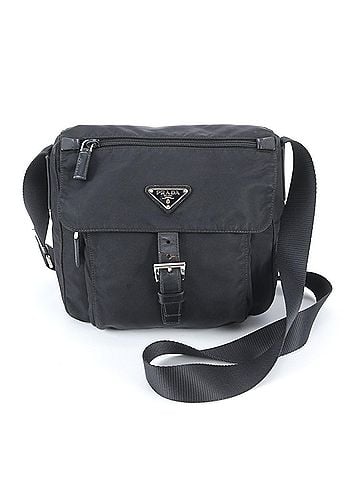 Prada Prada Tessuto Nylon Triangle Logo Leather Shoulder Bag Messenger Black Men's (view 1)