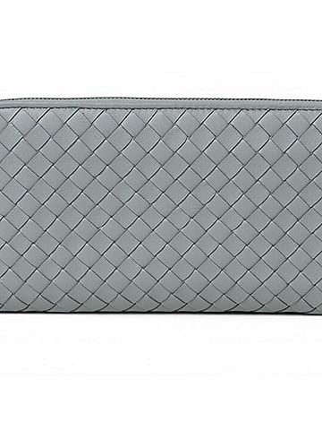 Bottega Veneta Unused Bottega Veneta wallet, long round closure, Intrecciato weave, ice blue. (view 1)