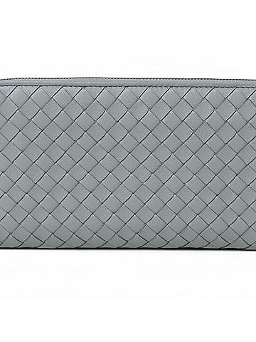 Bottega Veneta Unused Bottega Veneta wallet, long round closure, Intrecciato weave, ice blue. (view 2)