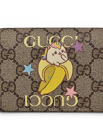 Gucci Gucci Mini Bifold Wallet, GUCCI Folding GG Supreme, Bananya Print, 701009 Beige (view 1)