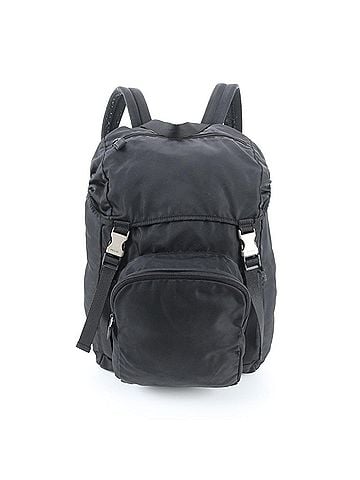 Prada Prada Tessuto Nylon Triangle Logo Leather Backpack Handbag Black Men's (view 1)