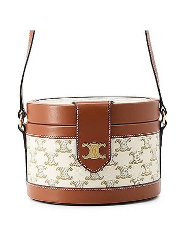 Céline Celine shoulder bag Triomphe Tambour medium leather 195192 CELINE handbag white (view 1)