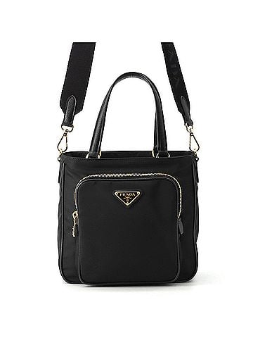 Prada Prada Triangle Saffiano Handbag 1BG308 PRADA 2-way Shoulder Bag Black (view 1)