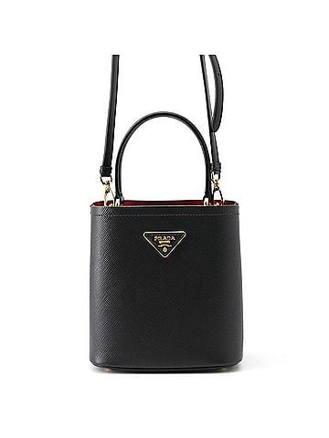 Prada Prada handbag, Saffiano Panier leather, small, 1BA217, PRADA 2-way shoulder bag, black, women's, (view 1)