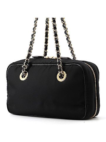 Prada Prada Chain Shoulder Bag Triangle Nylon 1BB121 PRADA Handbag Black (view 2)
