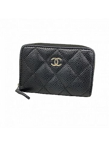 Chanel Chanel Matelassé Caviar Leather Wallet/Coin Case, Black, Women's (view 1)