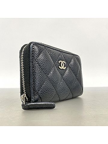 Chanel Chanel Matelassé Caviar Leather Wallet/Coin Case, Black, Women's (view 2)