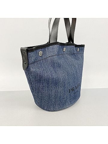 Prada Prada tote bag, denim blue and black, for women. (view 2)