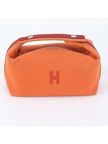 Hermès Hermes Bride à Black PM Handbag Pouch Orange Leather Canvas for Women (view 1)